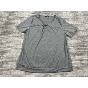 Avidlove Top Womens Medium Gray VNeck Shortsleeve Stretch Polyester Blend